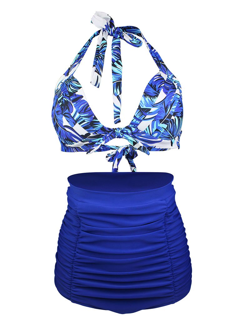 
Blue Leaf 3D Print Retro Style Bikinis swimsuits