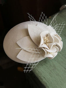 Flower Tulle Net 100%Wool 1950S Hat Vintage Hat