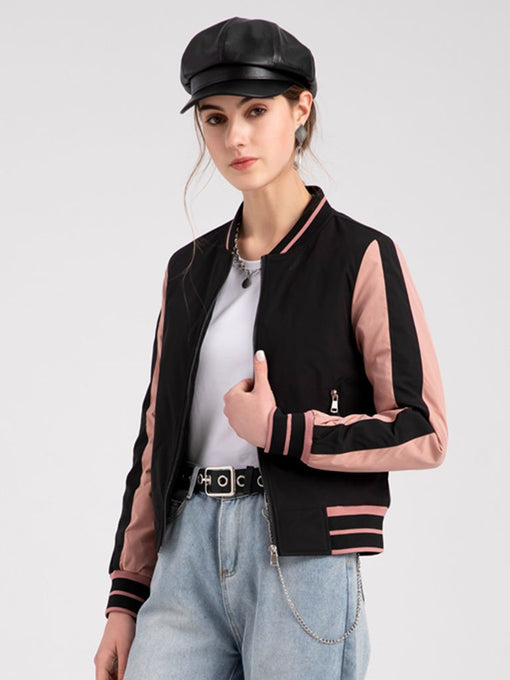 Women's Jacket Street Daily Fall Winter Casual Two Tone Stand Collar Sporty Jacket