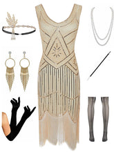 Load image into Gallery viewer, Sequined Fringed Flapper 20S Dress Set