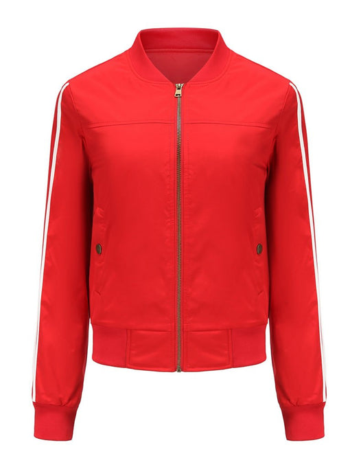 Women's Pilot Style Jacket Daily Fall Winter Casual Solid Color Stand Collar Sporty Jacket