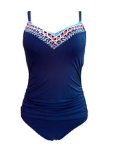 Load image into Gallery viewer, 

Blue 3D Print Strap Backless Retro Style One Piece Swimwear