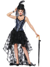 Load image into Gallery viewer, Halloween Costume Gothic Red Vintage Corset Top High Low Skirt For Women