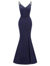 Load image into Gallery viewer, Sling Solid Color Backless Spilt Satin Vintage Party Maxi Dress