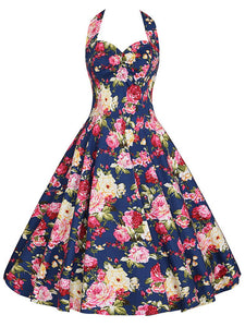 Sweet Floral Cotton 50s Flapper Dress