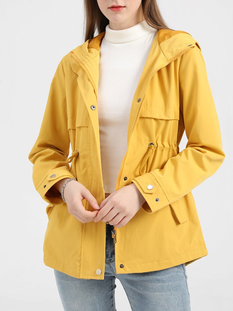 Women's Jacket Daily Going Out Fall Winter Casual Waisted Solid Color Hoodie Sporty Jacket