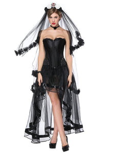 Gothic Costume Halloween Strapless Asymmetrical Skirt And Corset