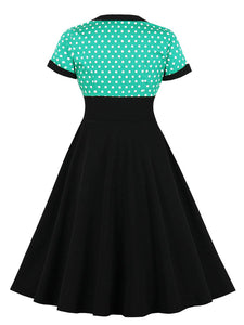 Cotton High Waist Polka Dots 1950s Vintage Dress