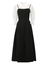 Load image into Gallery viewer, 2PS White 1950S Vintage Classic Top And Spaghetti Strap Split Swing Dress Suit