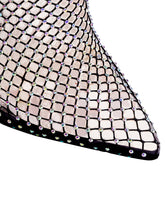 Load image into Gallery viewer, High Heel Pointed Toes Luxury Bling Rhinestone Mesh Sandals Retro High Boots Shoes