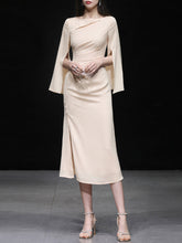 Load image into Gallery viewer, Apricot Slit Cape Sleeve 1940S Vintage Dress