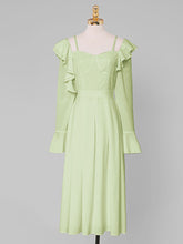 Load image into Gallery viewer, Apple Green Square Neck Ruffle 1950S Vintage Dress