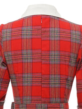 Load image into Gallery viewer, Red Plaid Ruffles 3/4 Sleeve 1950S Vintage Dress With Button