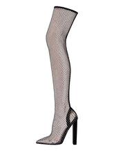 Load image into Gallery viewer, High Heel Pointed Toes Luxury Bling Rhinestone Mesh Sandals Retro High Boots Shoes