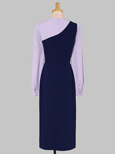 Load image into Gallery viewer, Lilac And Navy Lantern Sleeve Slit Dress Vintage 1940S Dress