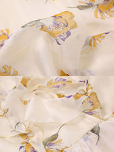 Load image into Gallery viewer, Light Yellow Floral Printed VNeck Ruffle 1950S Vintage Dress