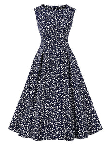 1950s Floral Print With Pockets Design Vintage Dress