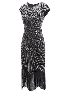 2 Colors 1920s Sequined Flapper Gatsby Dress