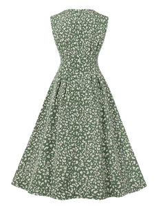 1950s Floral Print With Pockets Design Vintage Dress