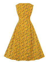 Load image into Gallery viewer, 1950s Floral Print With Pockets Design Vintage Dress