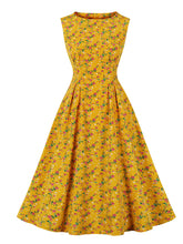 Load image into Gallery viewer, 1950s Floral Print With Pockets Design Vintage Dress