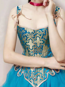Retro U Neck Tight Waist Steel Frame Corset Top