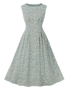 1950s Floral Print With Pockets Design Vintage Dress