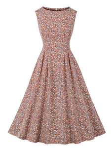 1950s Floral Print With Pockets Design Vintage Dress
