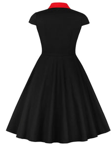Printed plaid Turn-down Collar Vintage Dress