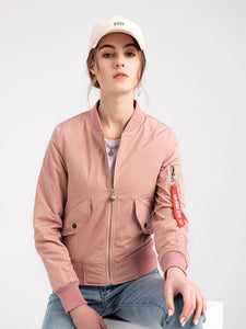 Women's Pilot Style Jacket Daily Zippered Fall Winter Casual Solid Color Stand Collar Sporty Jacket