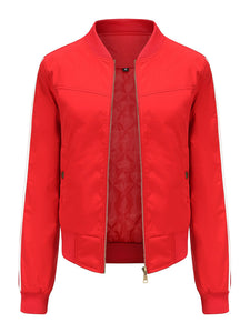 Women's Pilot Style Jacket Daily Fall Winter Casual Solid Color Stand Collar Sporty Jacket