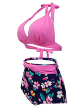 Load image into Gallery viewer, Sexy Classical Vintage Style Solid Background With Floral Two Pieces Bikini Sets
