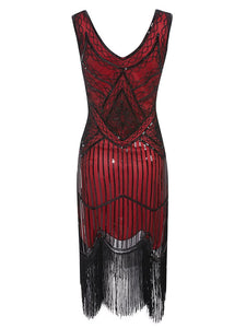 Gold 1920s V Neck Sequined Flapper Dress