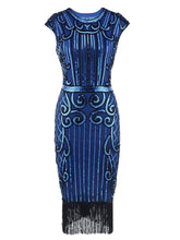 Load image into Gallery viewer, Green 1920s Crew Neck Sequined Flapper Dress