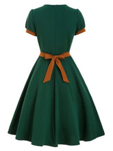 Load image into Gallery viewer, 1950S Bow Collar Swing Dress With Belt 