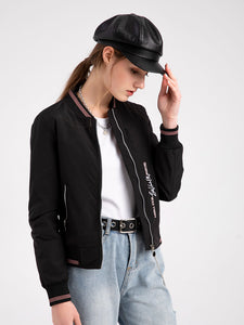 Pilot Style Jacket Street Daily Fall Winter Casual Solid Color Stand Collar Sporty Jacket For Women