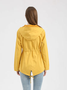 Women's Jacket Daily Going Out Fall Winter Casual Waisted Solid Color Hoodie Sporty Jacket