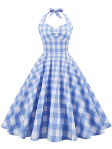 3 Colors Plaid Halter Classis Vintage Style 1950S Dress