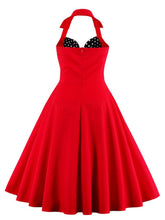 Load image into Gallery viewer, Halter Off Shoulder Dots Bow Retro Dress