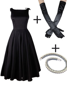 The Marvelous Mrs.Maisel Same Style Little Black Dress Set With Necklace And GLoves