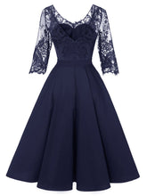 Load image into Gallery viewer, Autumn Long Sleeve V Neck Lace Dress