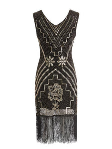 3 Colors 1920s V Neck Sequined Flapper Dress