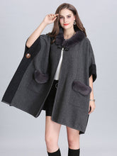 Load image into Gallery viewer, Faux Fur Coat Wool Cape Coat Half Sleeve Women ‘s Overcoat With Pockets