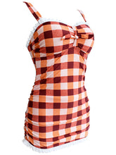 Load image into Gallery viewer, High Waisted Sexy Retro Style Backless Plaid One Piece Bikini