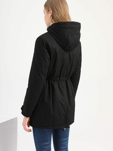 Women's Parka Coat Street Daily Winter Plush Long Coat Solid Color Oversized Fur Warm Coat