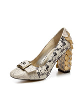 Load image into Gallery viewer, Stone Patten Petal Chunky Heel  Vinatge Shoes
