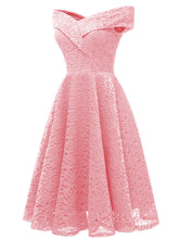Load image into Gallery viewer, Solid Color Short Sleeve Off the Shoulder A line Vintage Party Dress