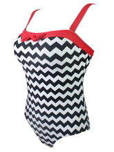Load image into Gallery viewer, 

Zigzag Graphics 3D Print Strap Backless Retro Style One Piece Swimwear