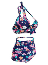 Load image into Gallery viewer, High Waisted Sexy Retro Style Backless Floral Two Pieces Bikini Sets