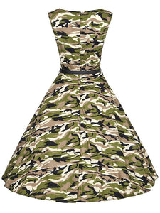 Camouflage Army Style 50s Flapper Dress